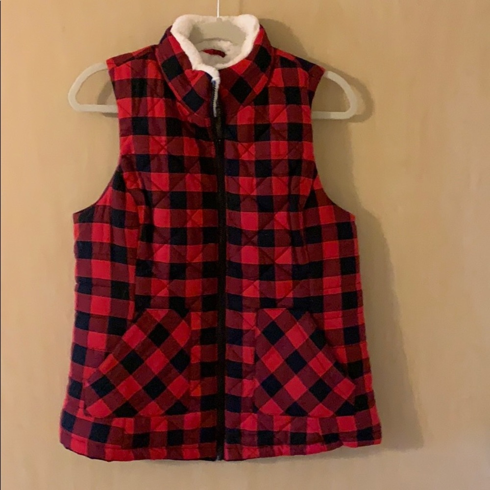 Buffalo plaid Sherpa lined vest